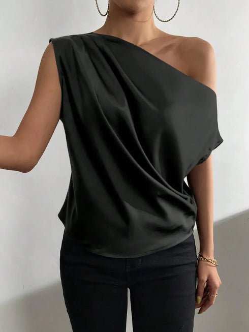 'Ceridwen' Rushed Off Shoulder Blouse - Celes Fashion